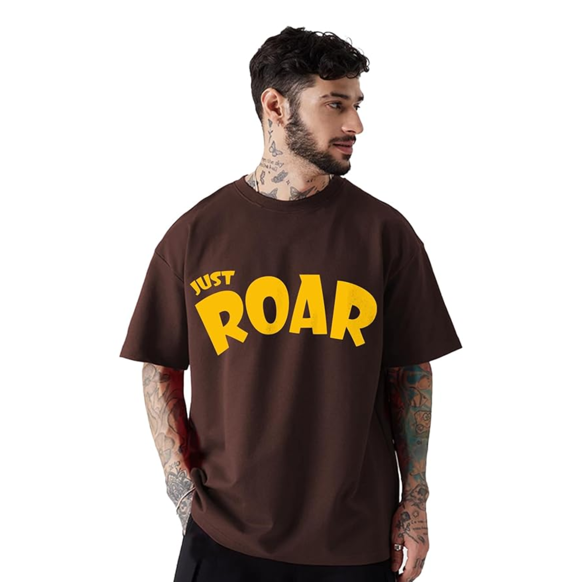 LEOTUDE Men's Cottonblend Oversized Half Sleeve Ro...